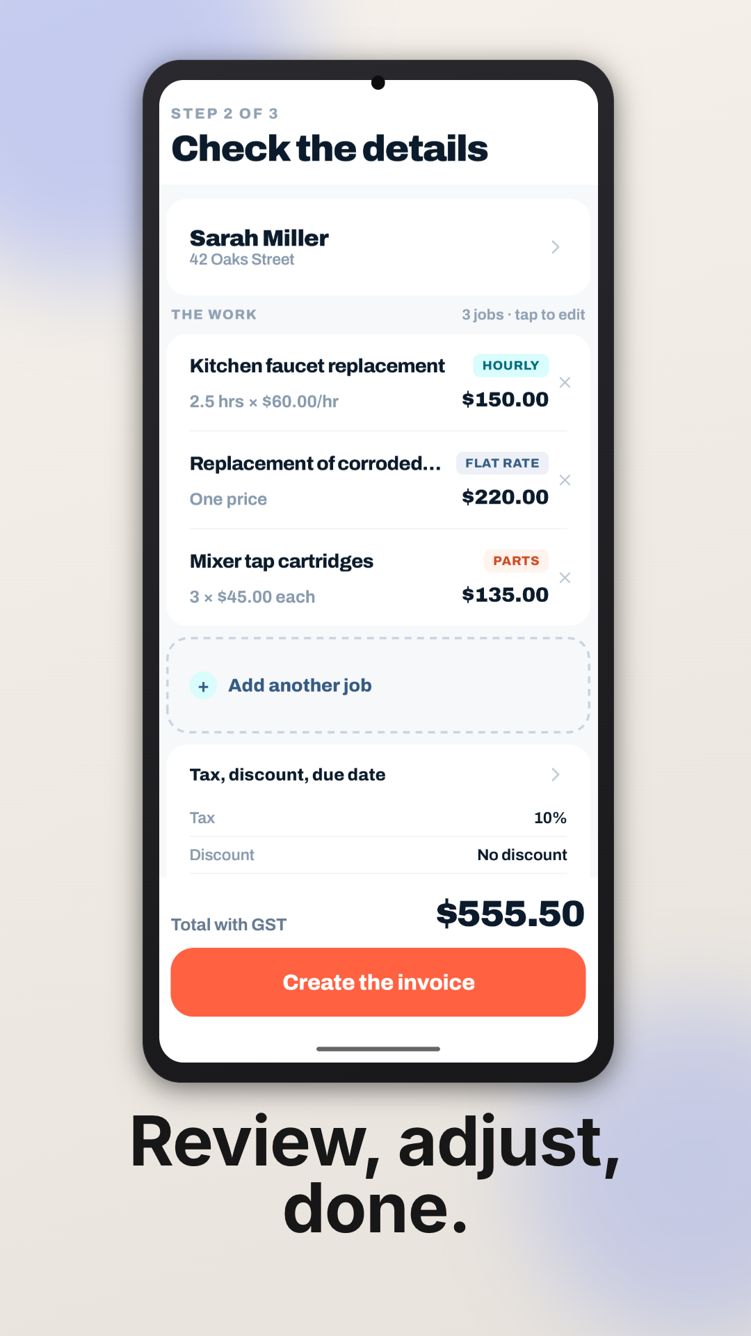VoiceInvoice ready to send screen